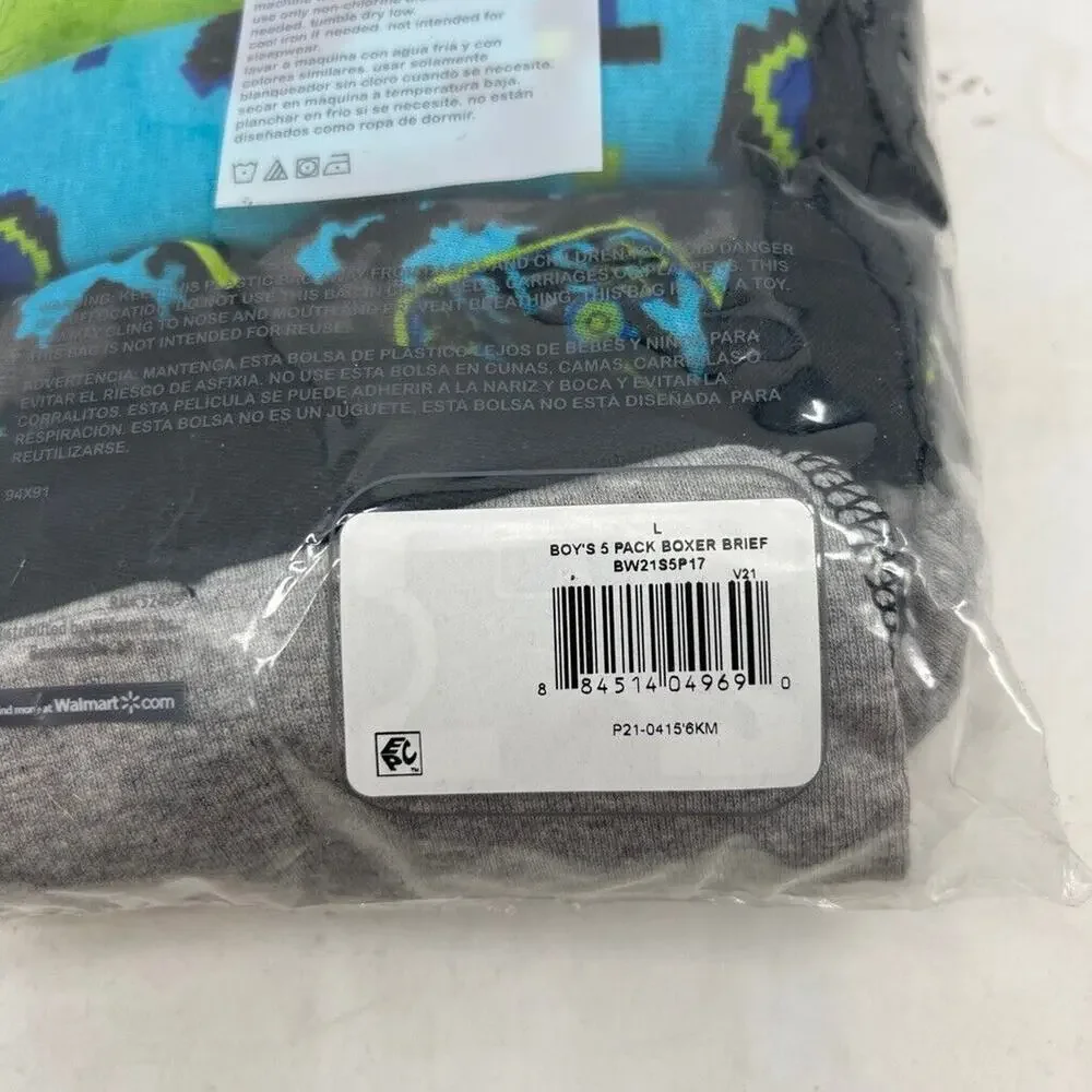 Wonder Nation Boxer Brief Boys Large Multi Cotton Soft‎ Comfort Waistband 5 Pack